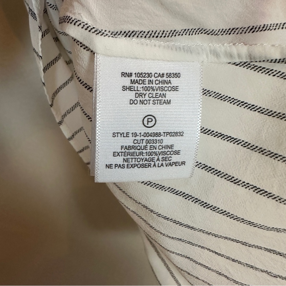 Joie Small Striped‎ Cap Sleeve Top Blouse White Shirt lV Neck Women's Large NWOT - Picture 5 of 5